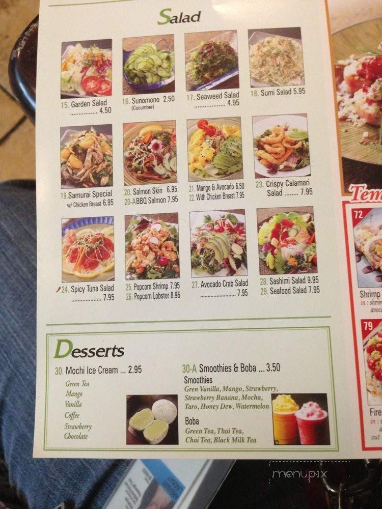 Samurai Sushi & Teriyaki - Los Angeles, CA menu_pic