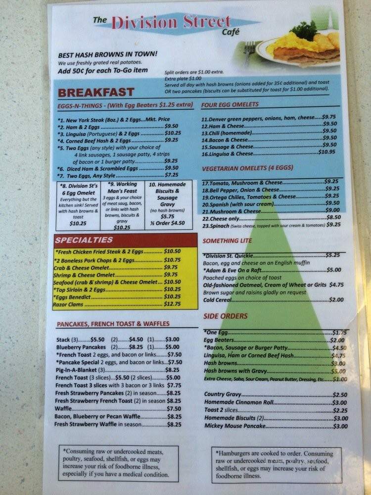 Division Street Cafe - Portland, OR menu_pic
