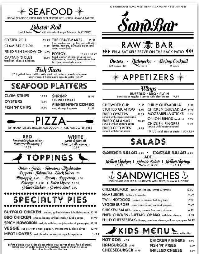 The Sand Bar - West Dennis, MA menu_pic