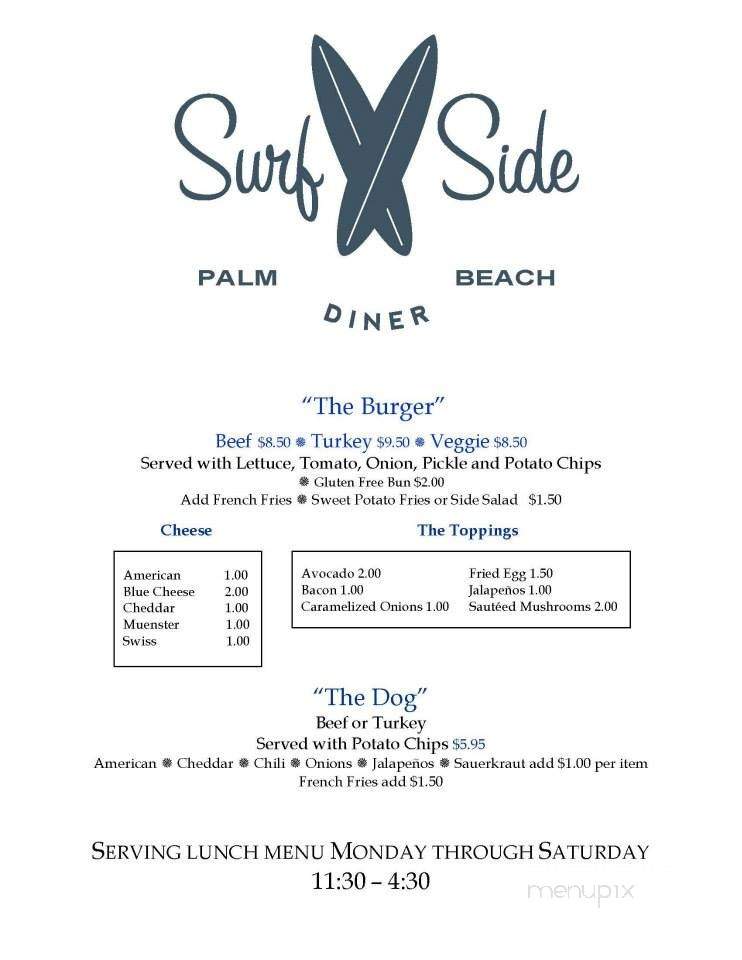 Surfside Diner - Palm Beach, FL menu_pic