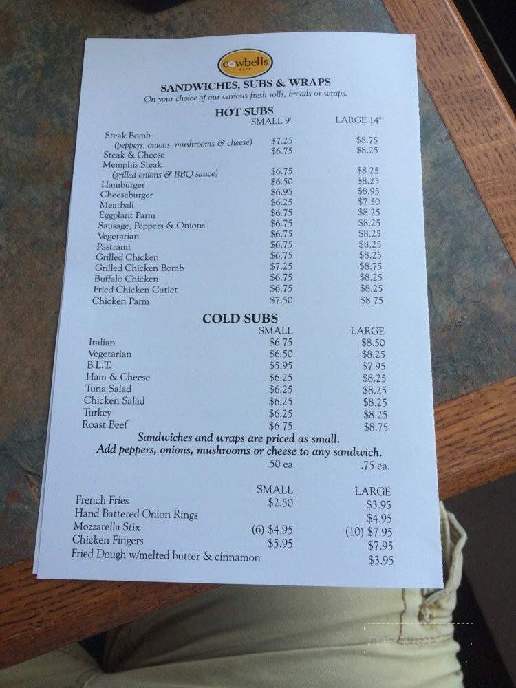 Cowbells Cafe - Whitman, MA menu_pic