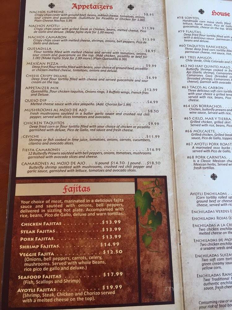 Ayotli Mexican Restaurant - Coral Springs, FL menu_pic