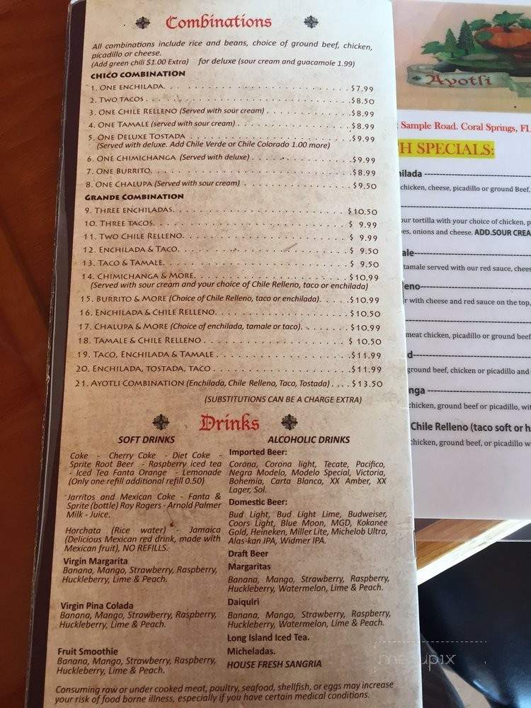 Ayotli Mexican Restaurant - Coral Springs, FL menu_pic