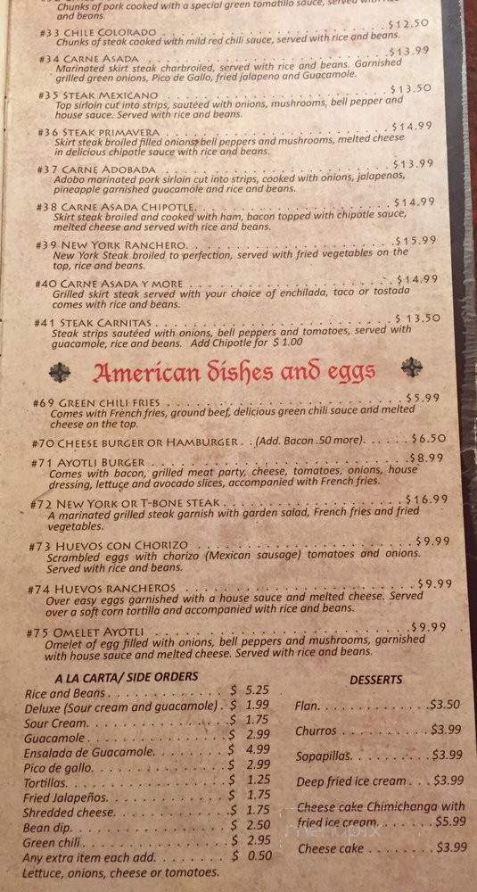 Ayotli Mexican Restaurant - Coral Springs, FL menu_pic