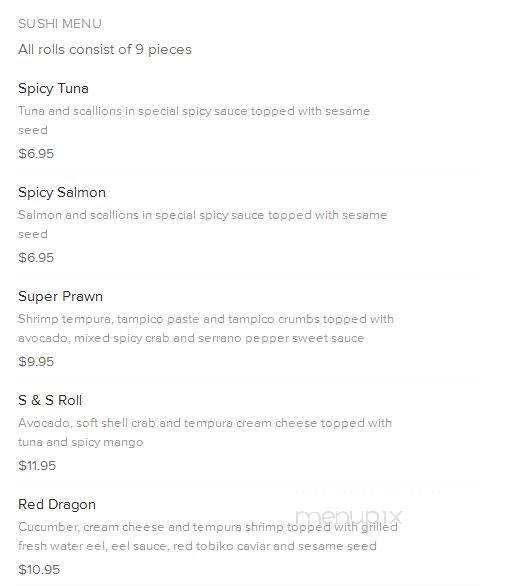 Sarika's Thai and Sushi - San Antonio, TX menu_pic