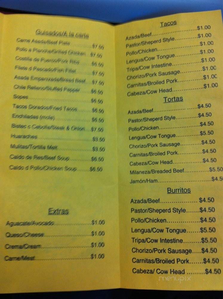 La Guadalupana - Los Angeles, CA menu_pic