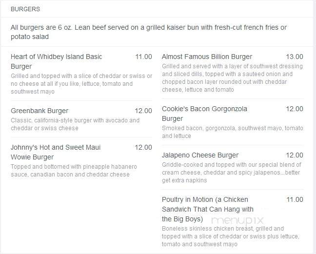 Greenbank Grille - Greenbank, WA menu_pic