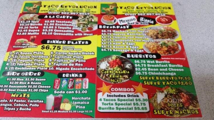 Taco Revolucion - Bellflower, CA menu_pic
