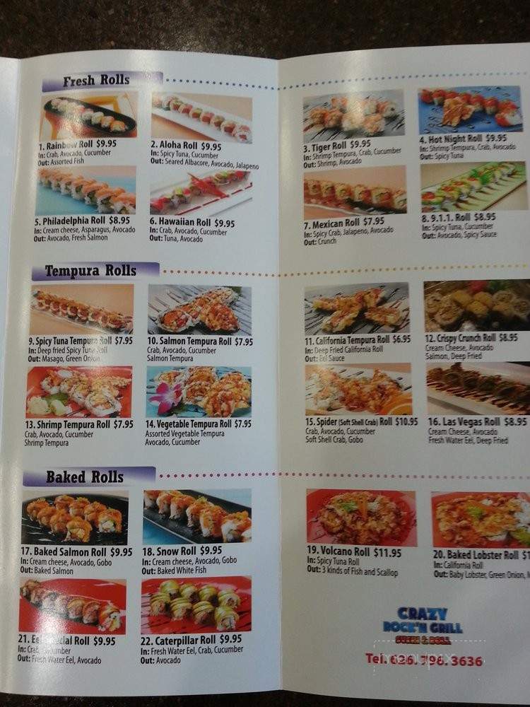 Crazy Rock'N Grill - Pasadena, CA menu_pic
