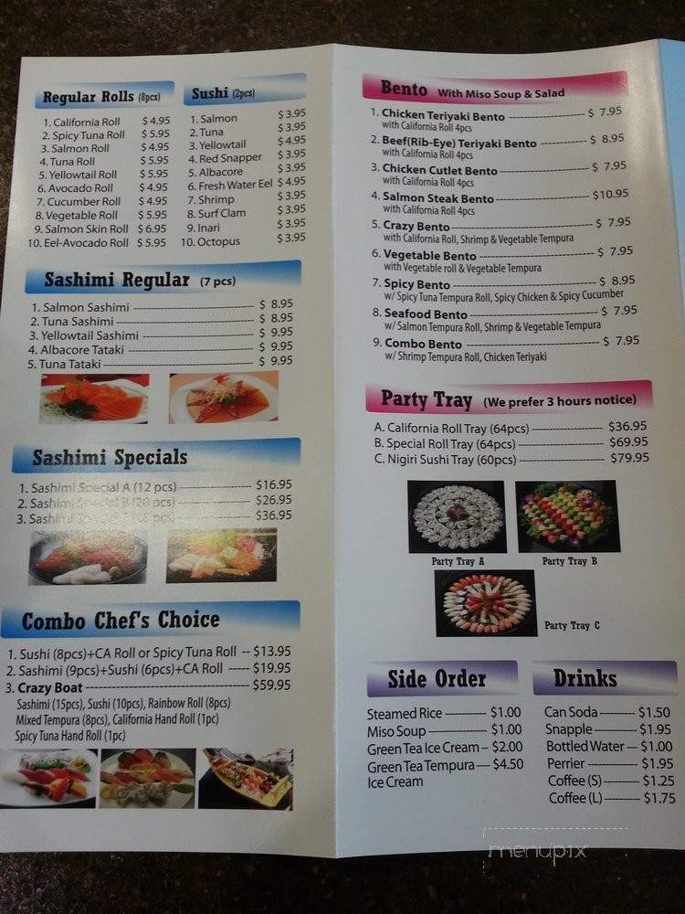 Crazy Rock'N Grill - Pasadena, CA menu_pic