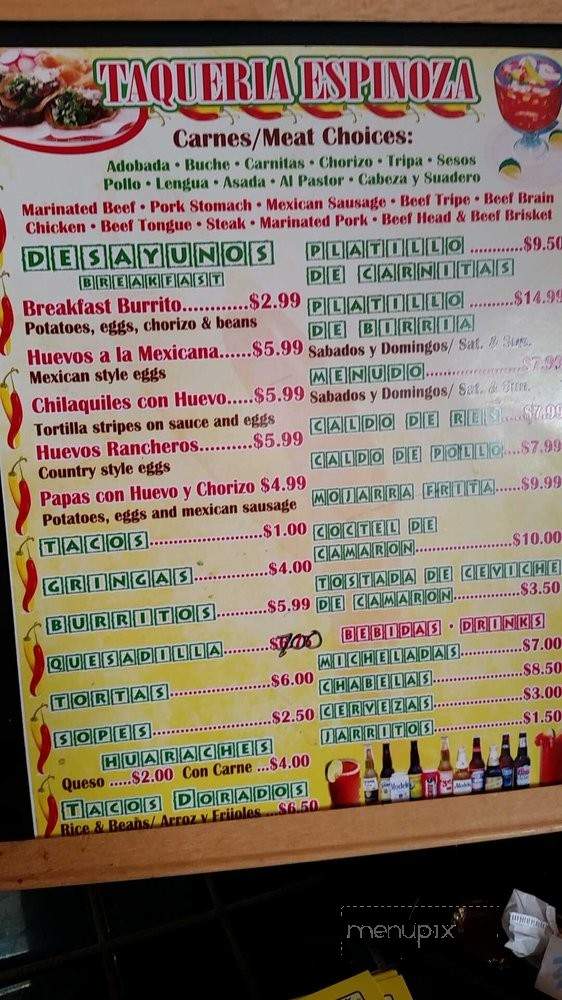 Taqueria Espinoza - Sacramento, CA menu_pic