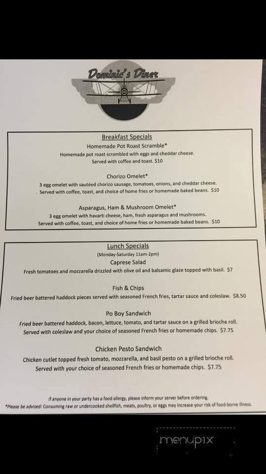 Dominic's Diner - North Andover, MA menu_pic