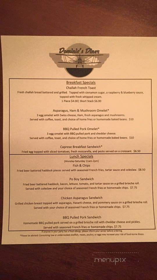 Dominic's Diner - North Andover, MA menu_pic