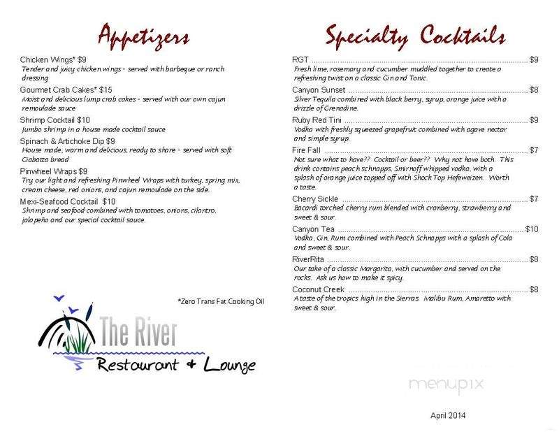 The River Restaurant & Lounge - El Portal, CA menu_pic
