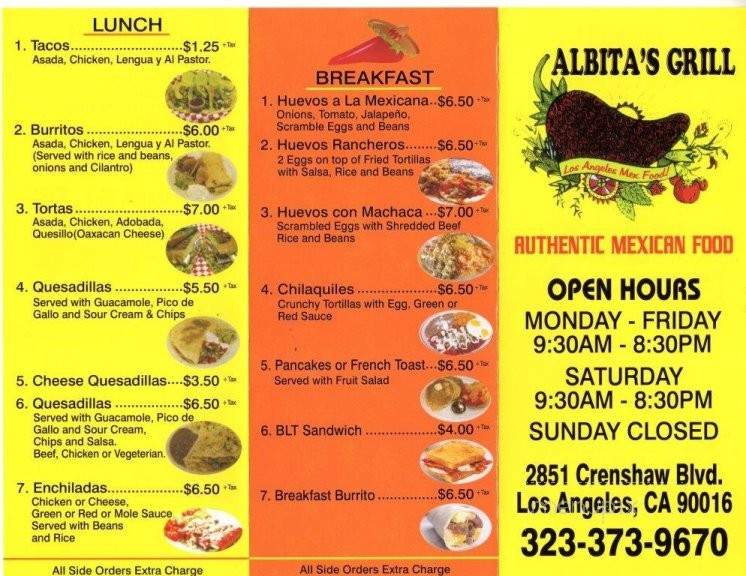 Albita's Grill - Los Angeles, CA menu_pic