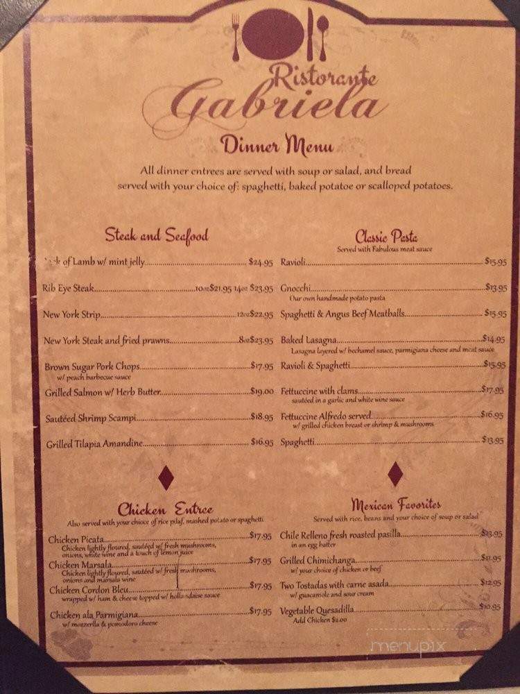 Ristorante Gabriela - Madera, CA menu_pic