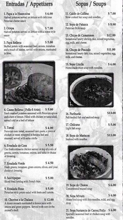 Mily & Lalo Peruvian Restaurant - Charlotte, NC menu_pic