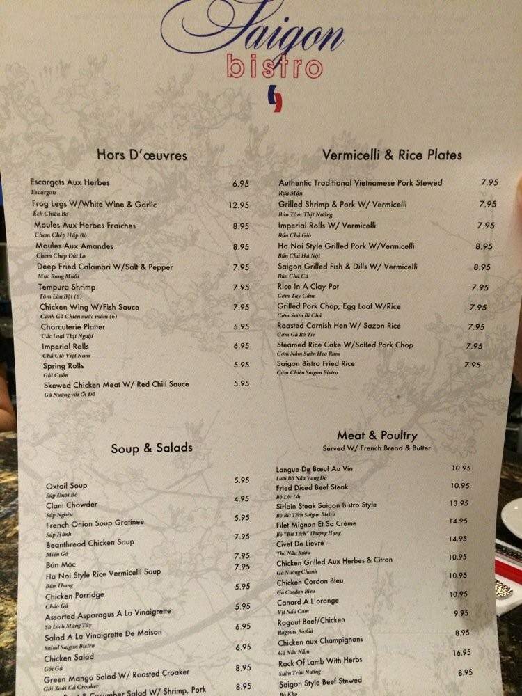 Saigon Bistro - Westminster, CA menu_pic
