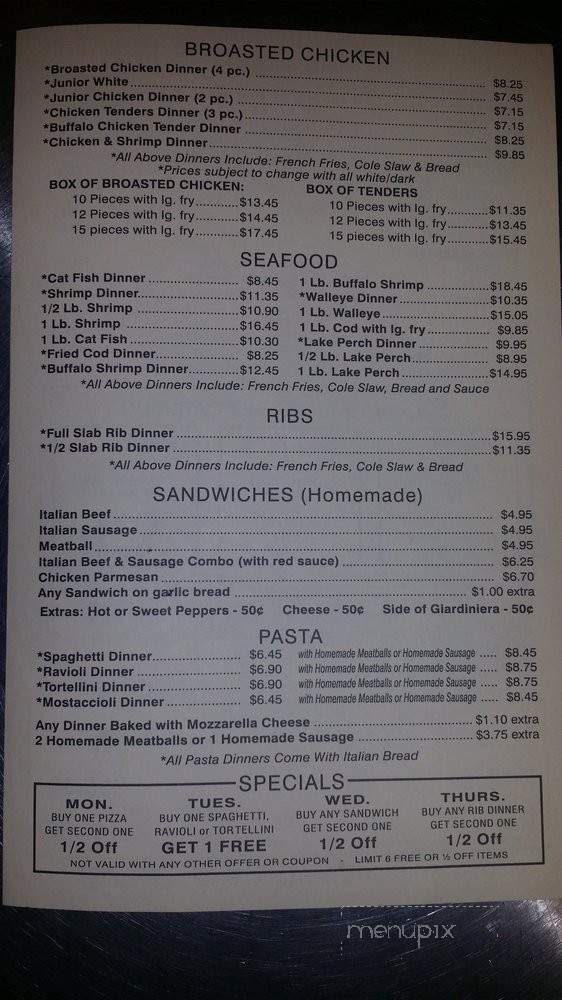 Savarino Pizza and Broasted Chicken - Shorewood, IL menu_pic