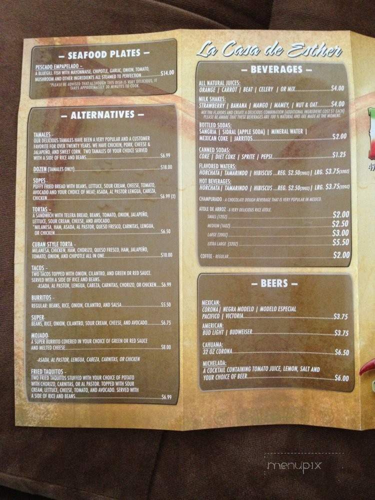 La Casa de Esther - Salida, CA menu_pic
