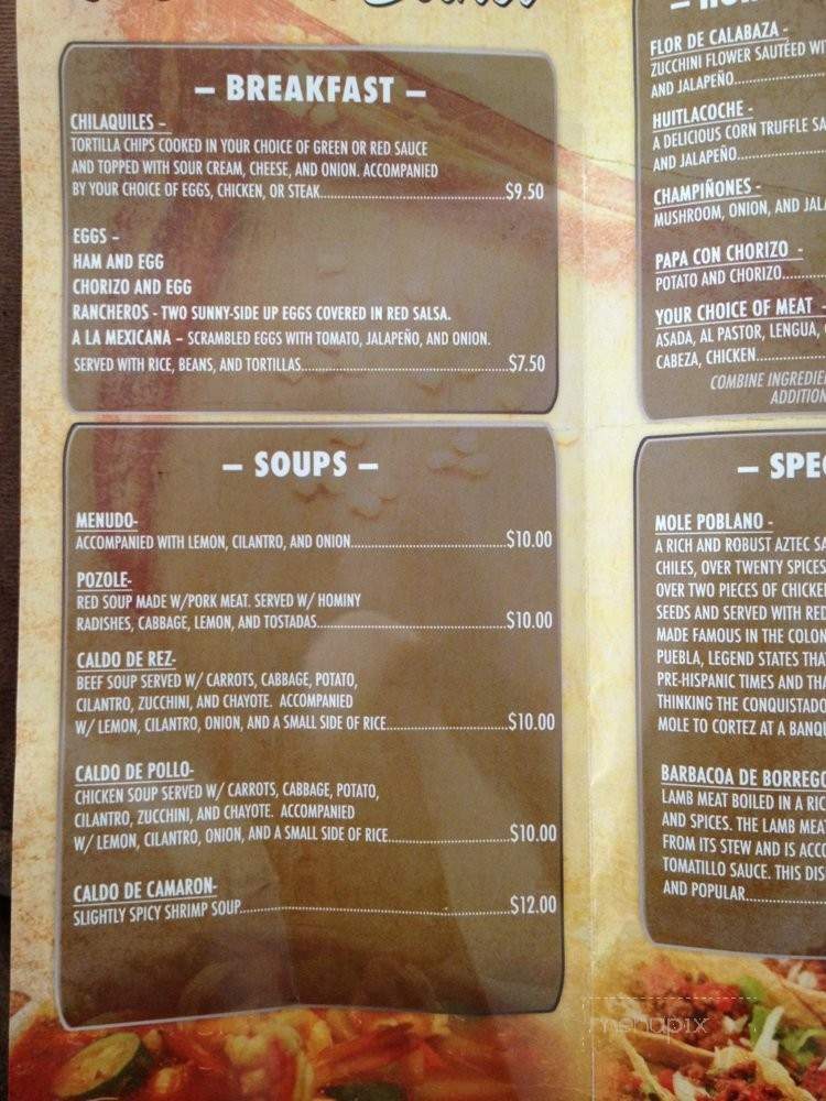 La Casa de Esther - Salida, CA menu_pic