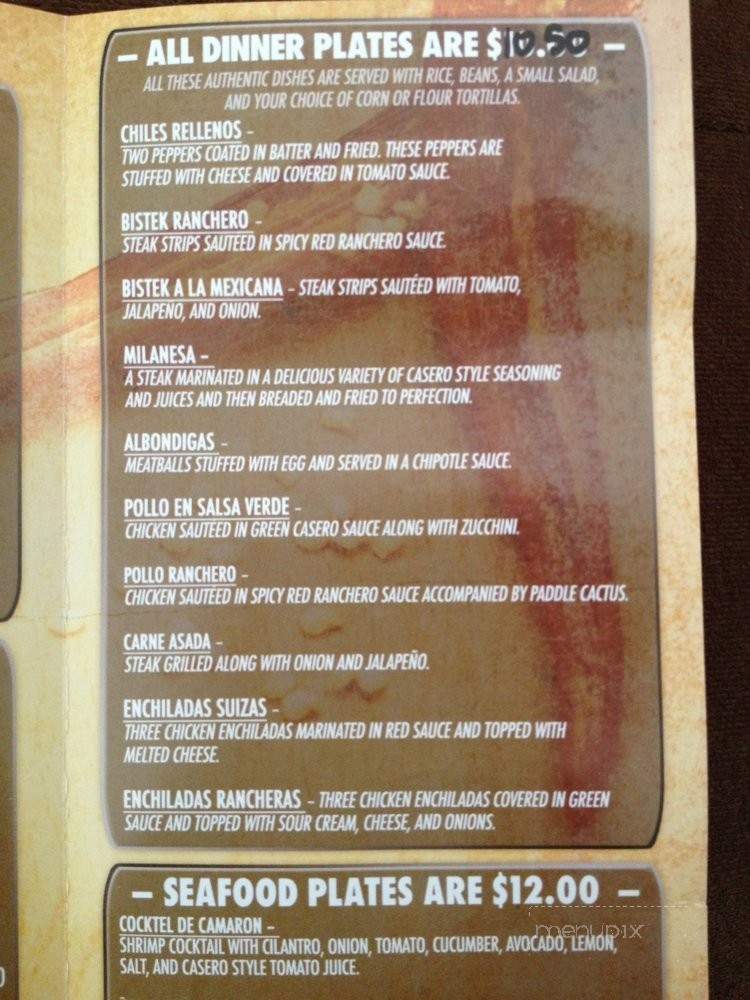 La Casa de Esther - Salida, CA menu_pic