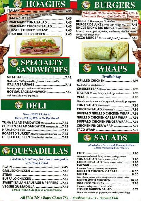 Uncle Nicks Pizza - Philadelphia, PA menu_pic