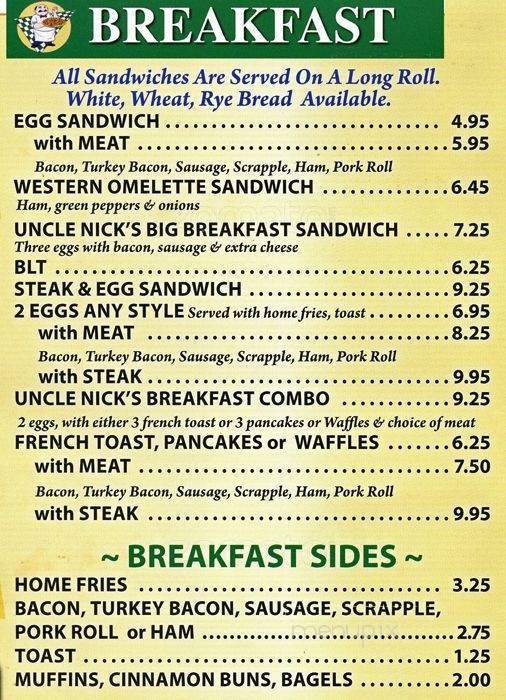 Uncle Nicks Pizza - Philadelphia, PA menu_pic
