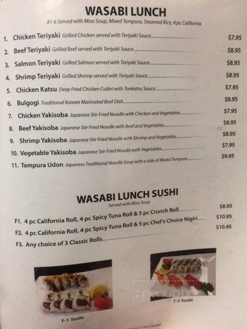 Wasabi Sushi Bar West - Wichita, KS menu_pic