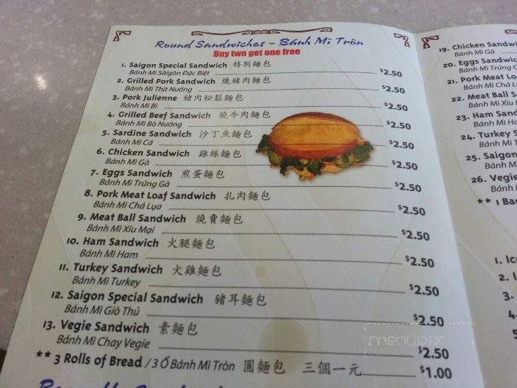 Banh Mi Saigon - Rosemead, CA menu_pic