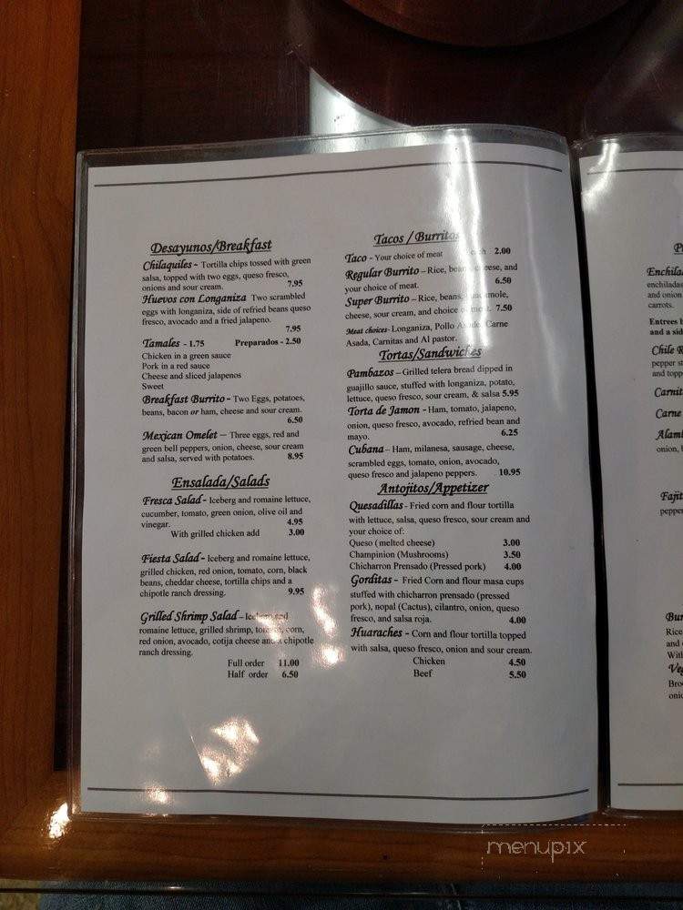 Salsa Zone - Santa Rosa, CA menu_pic