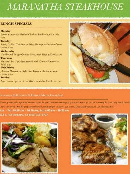 Maranatha Steakhouse - Imperial, CA menu_pic