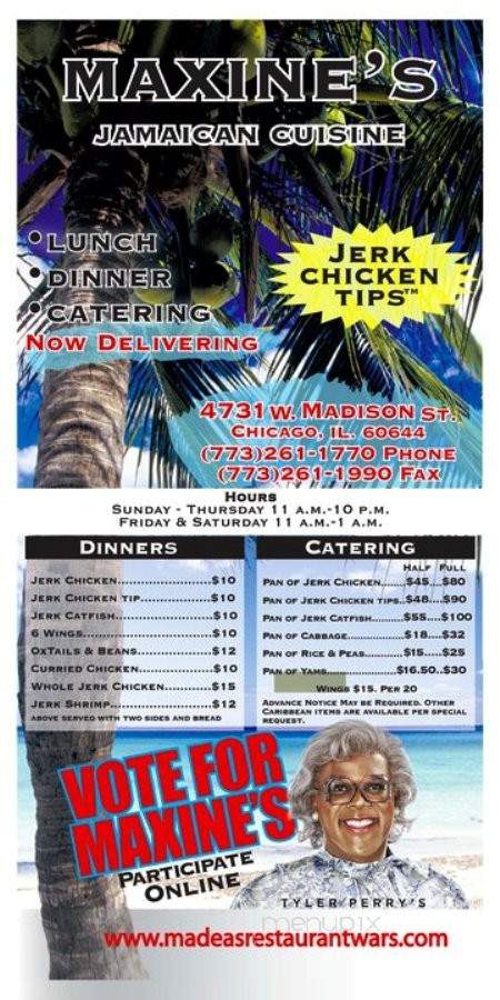 Maxine's Jamaican Cuisine - Chicago, IL menu_pic