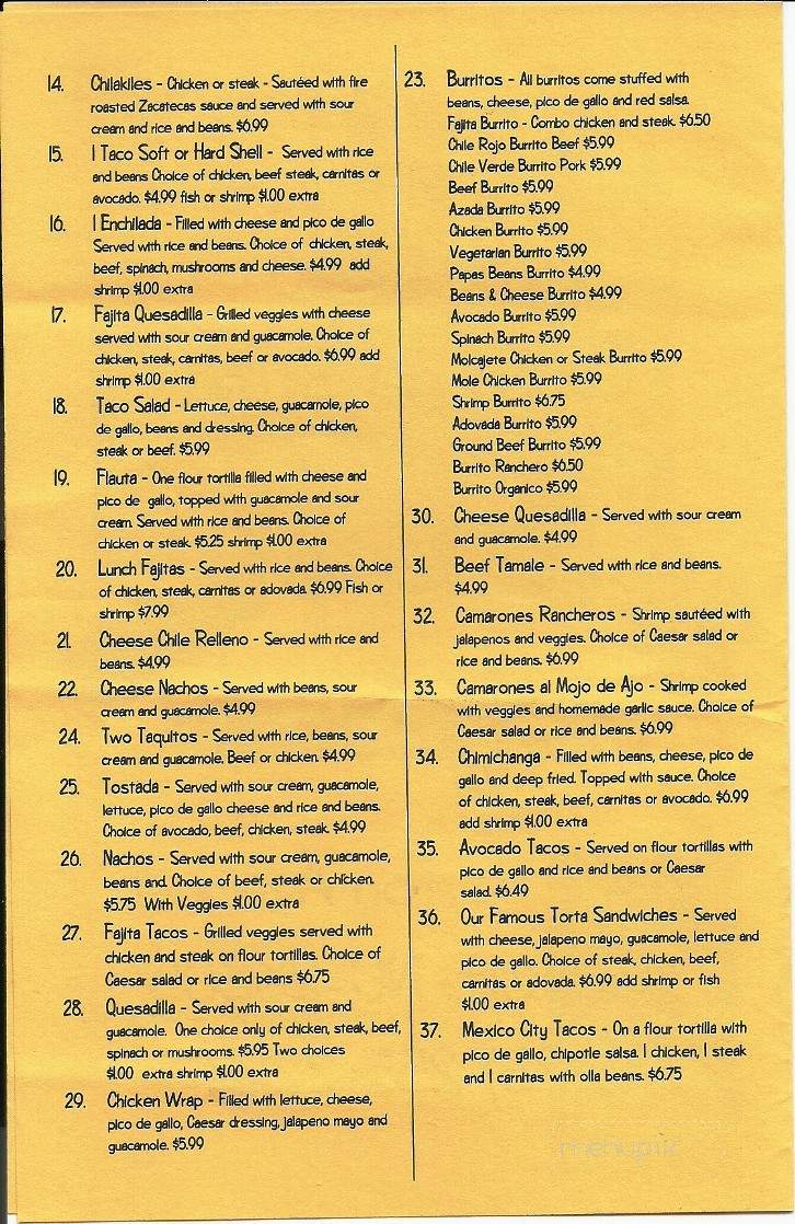 El Que Pasa - Asheville, NC menu_pic