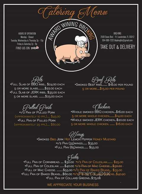 BBQ King - Fort Lauderdale, FL menu_pic
