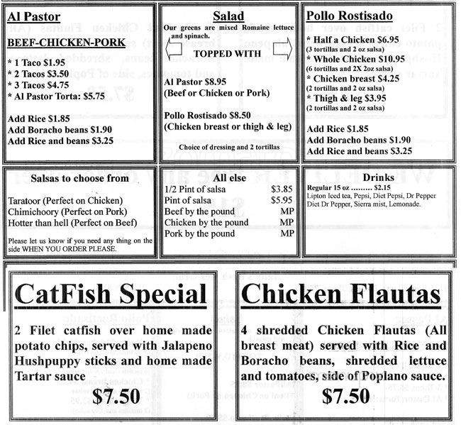 Tatty's Fresh Mex Grill - Dallas, TX menu_pic