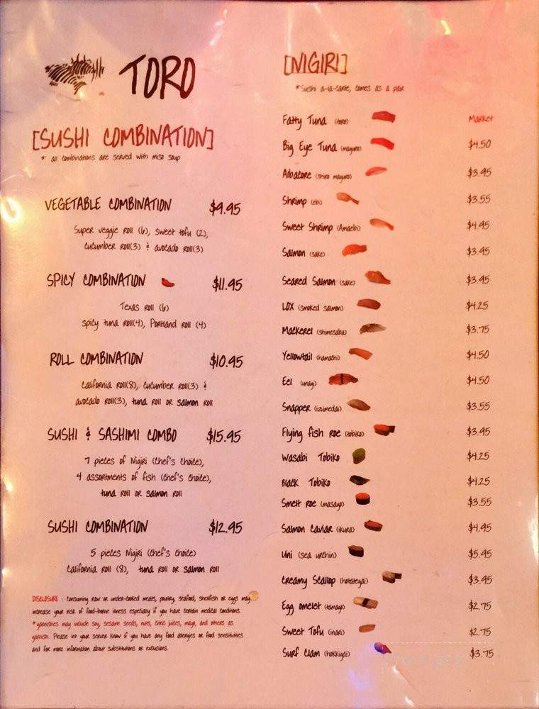 Toro Sushi Bento - Battle Ground, WA menu_pic
