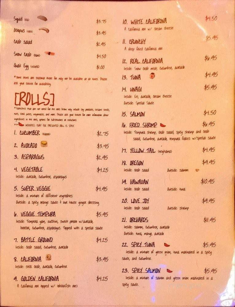 Toro Sushi Bento - Battle Ground, WA menu_pic