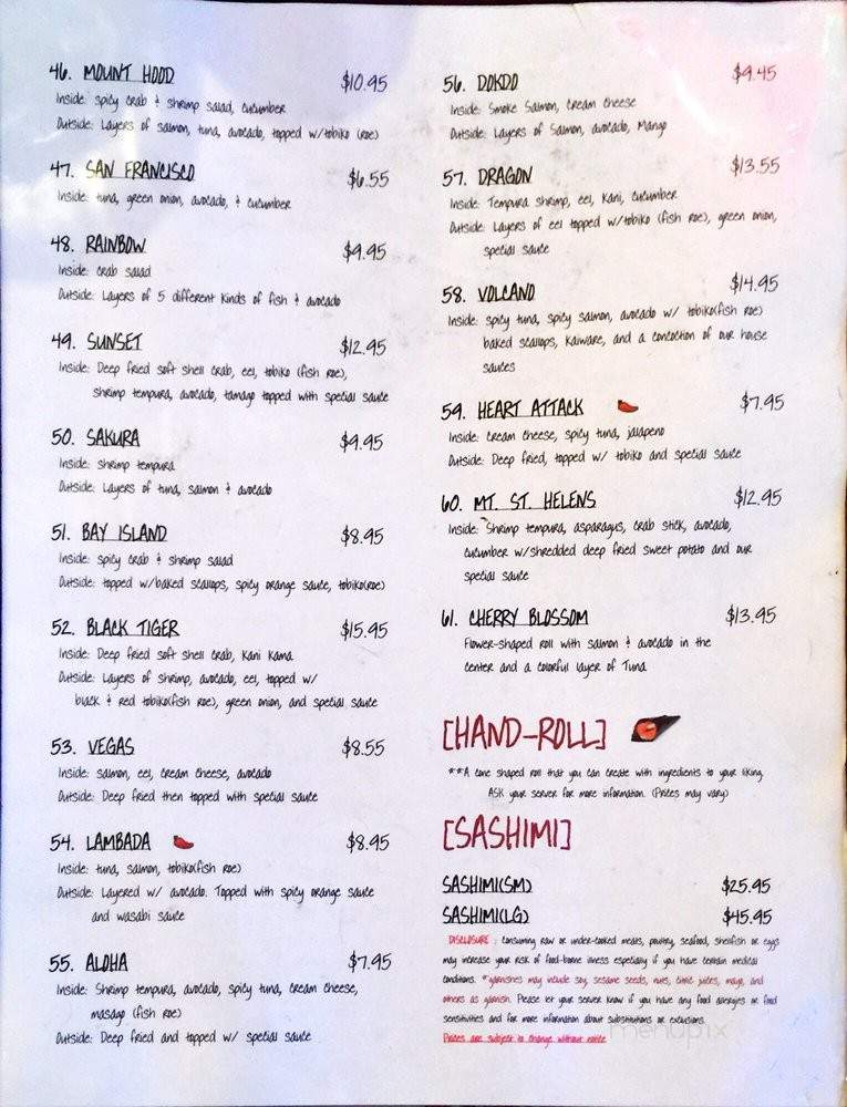 Toro Sushi Bento - Battle Ground, WA menu_pic