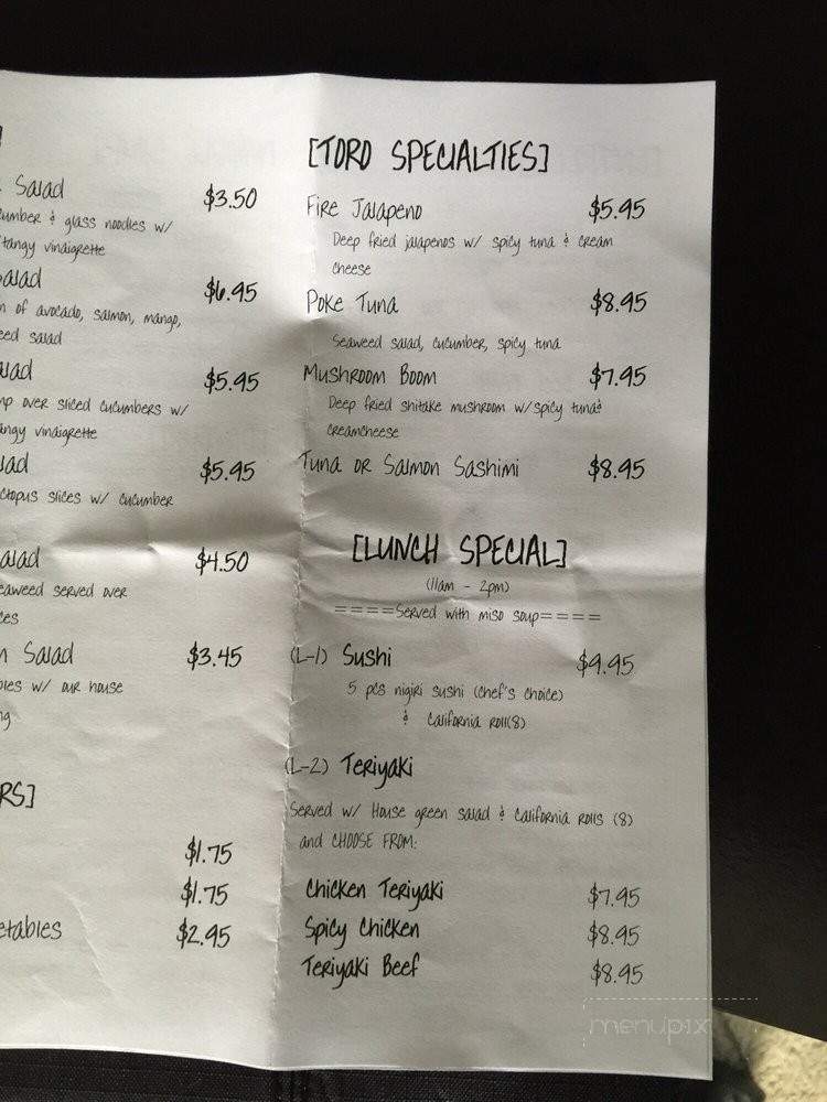 Toro Sushi Bento - Battle Ground, WA menu_pic