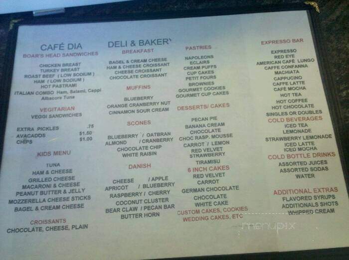 Cafe Dia - Long Beach, CA menu_pic