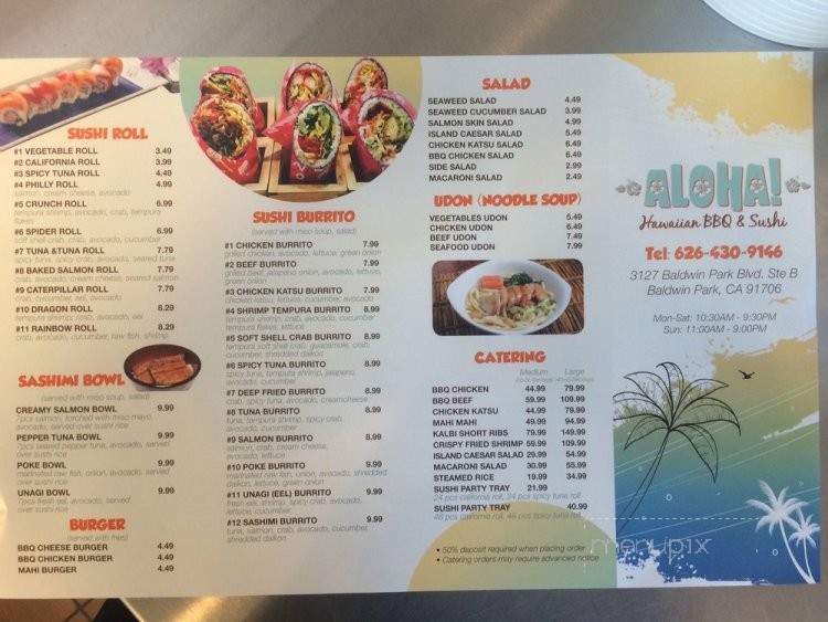 Aloha Hawaiian BBQ & Sushi - Baldwin Park, CA menu_pic