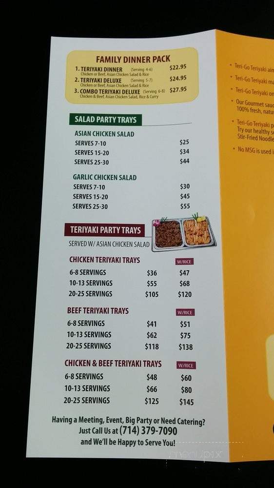 TERI-GO Teriyaki - Cypress, CA menu_pic