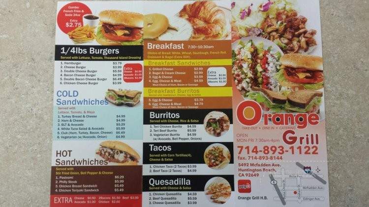 Orange Grill - Huntington Beach, CA menu_pic