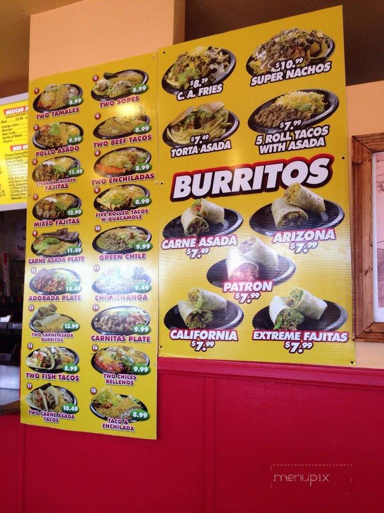 Francisco's Mexican Food - Williams, AZ menu_pic