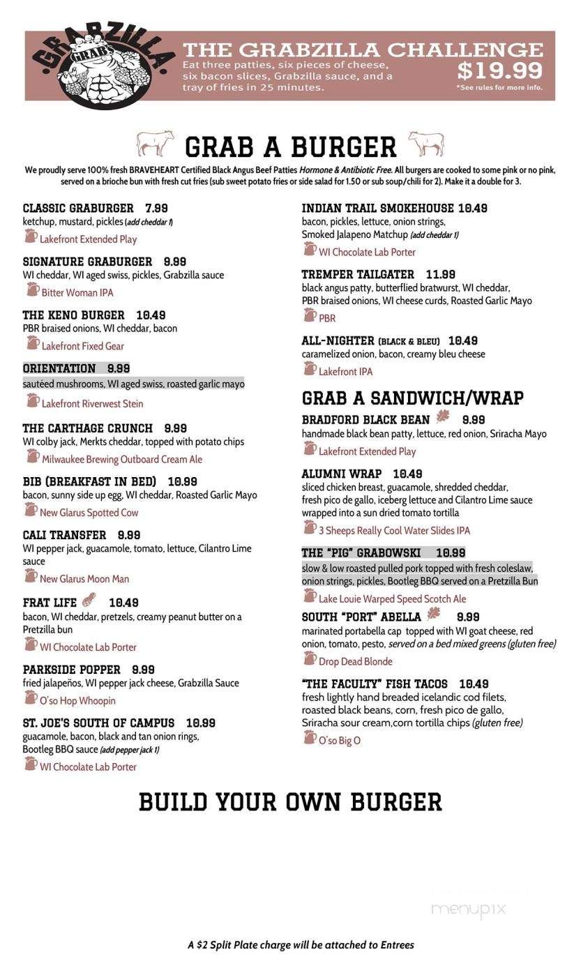 Grab's Burger Bar - Kenosha, WI menu_pic