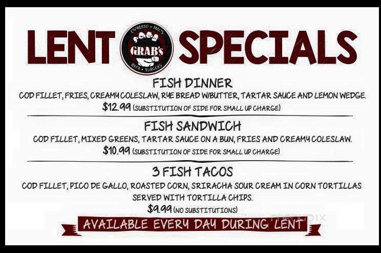 Grab's Burger Bar - Kenosha, WI menu_pic