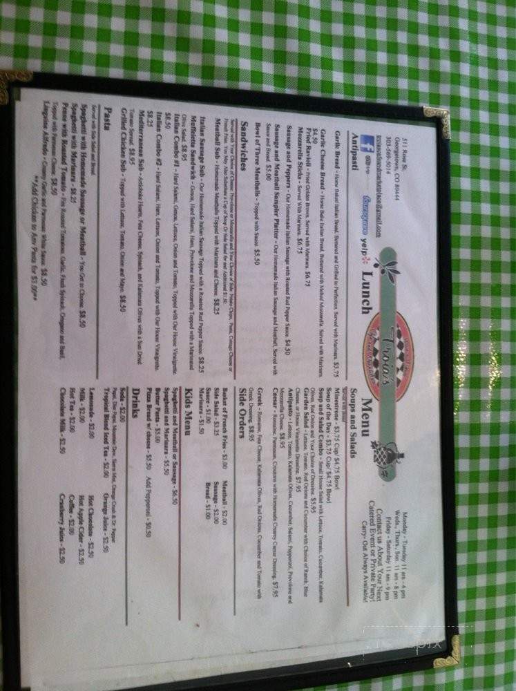 Troia's Cafe and Marketplace - Georgetown, CO menu_pic