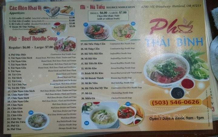 Thai Binh - Portland, OR menu_pic