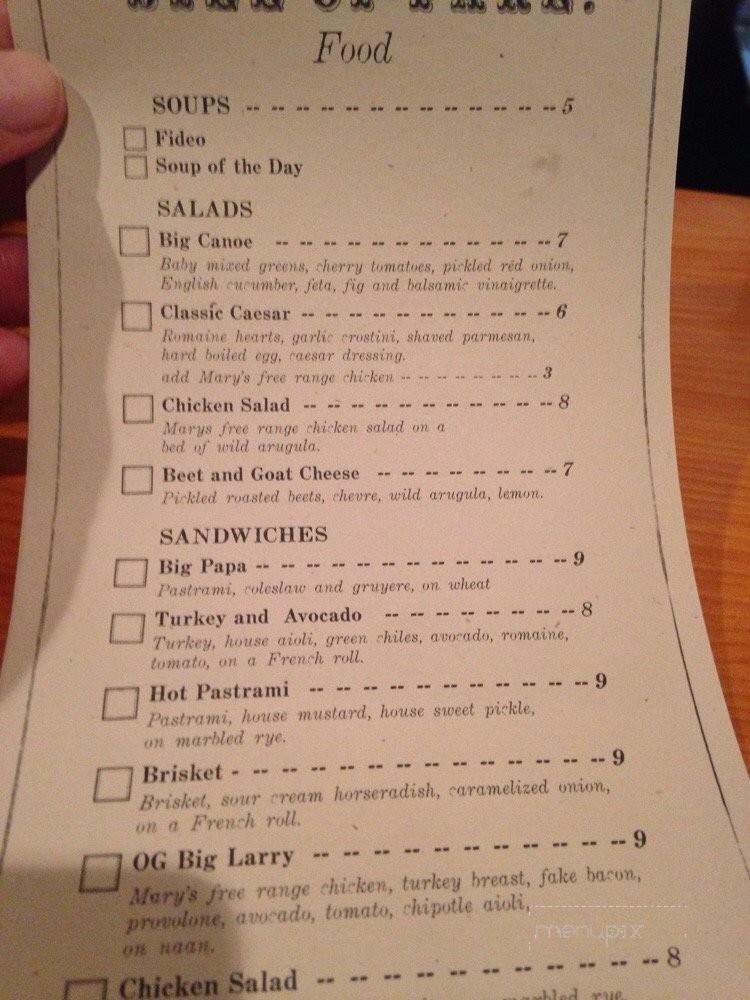 Canoe Cafe - Whittier, CA menu_pic